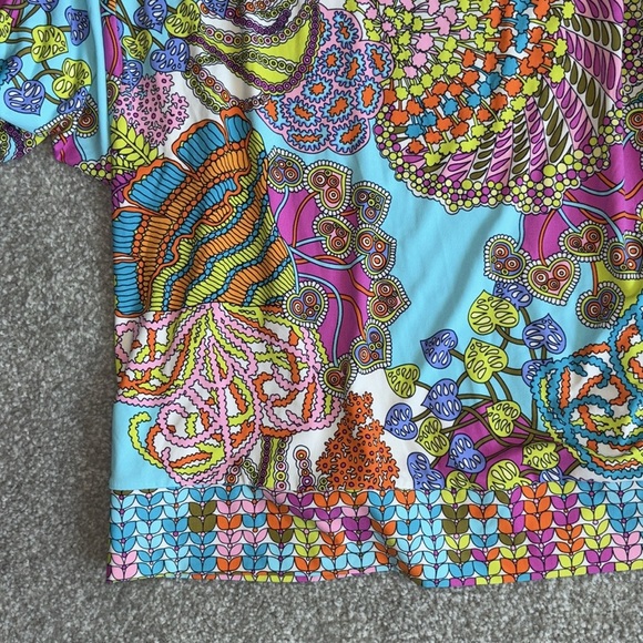 Trina Turk Pink/Blue Casablanca Floral Paisley Cover Up Sz XS EUC - Picture 4 of 8